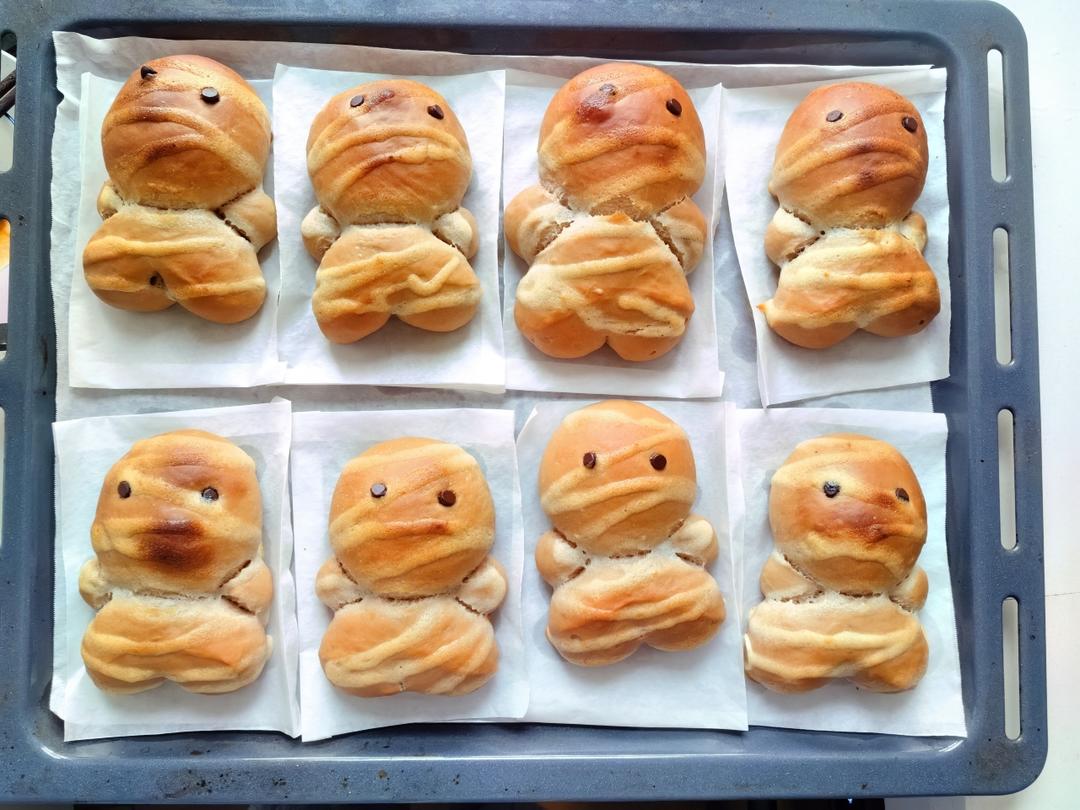 万圣节 木乃伊面包 巧克力墨西哥餐包