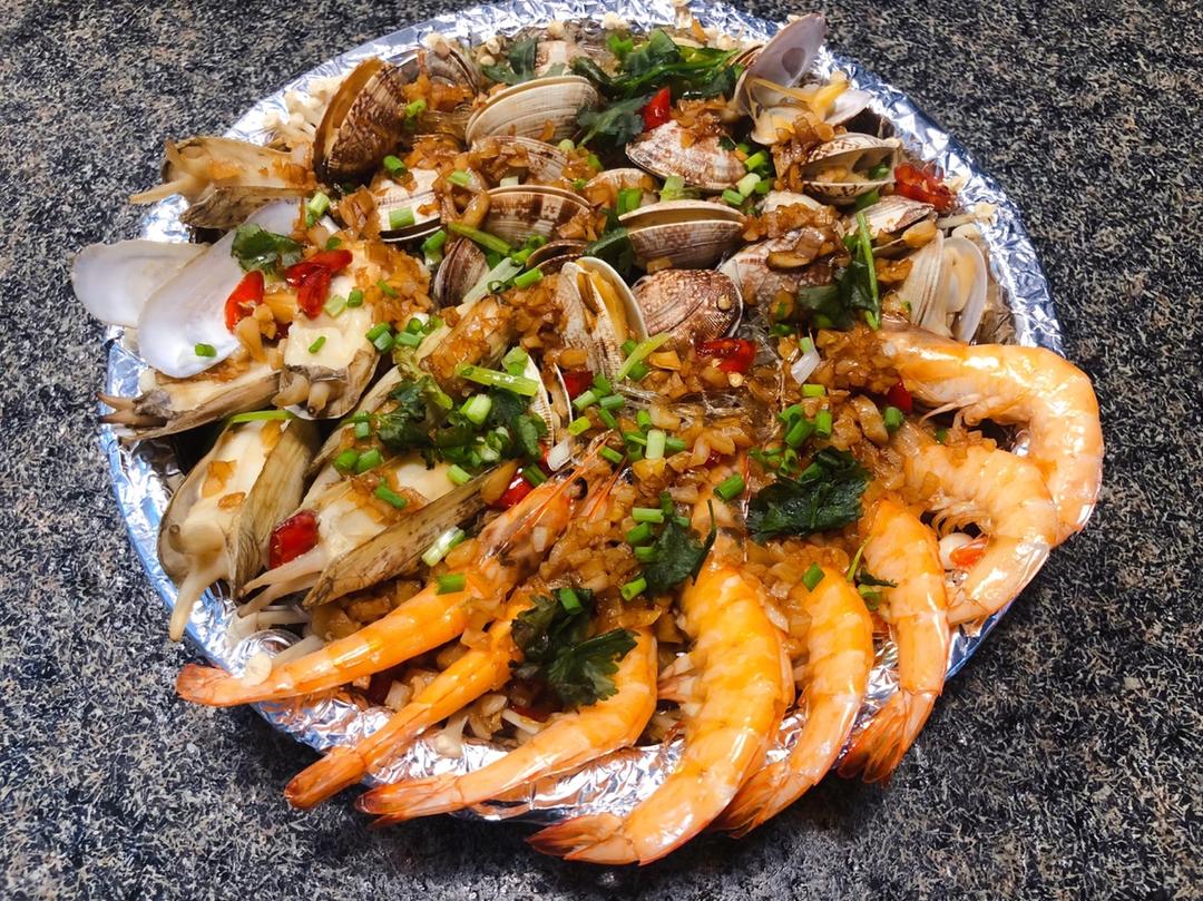 蒜蓉粉丝烤花蛤虾（烤箱版）