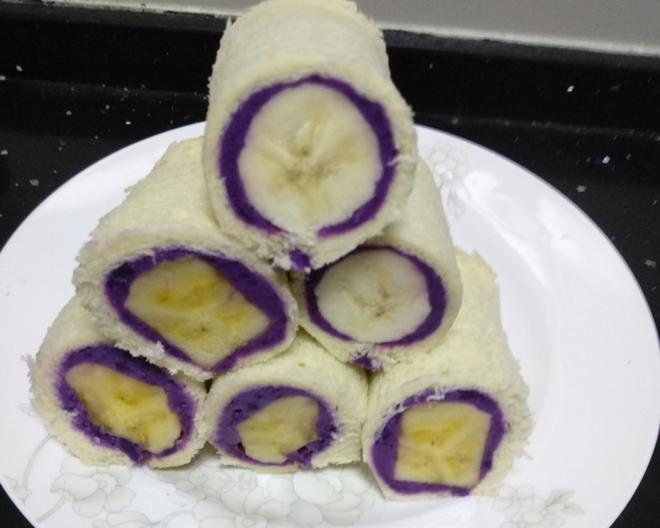 紫薯香蕉吐司卷（无油）的做法