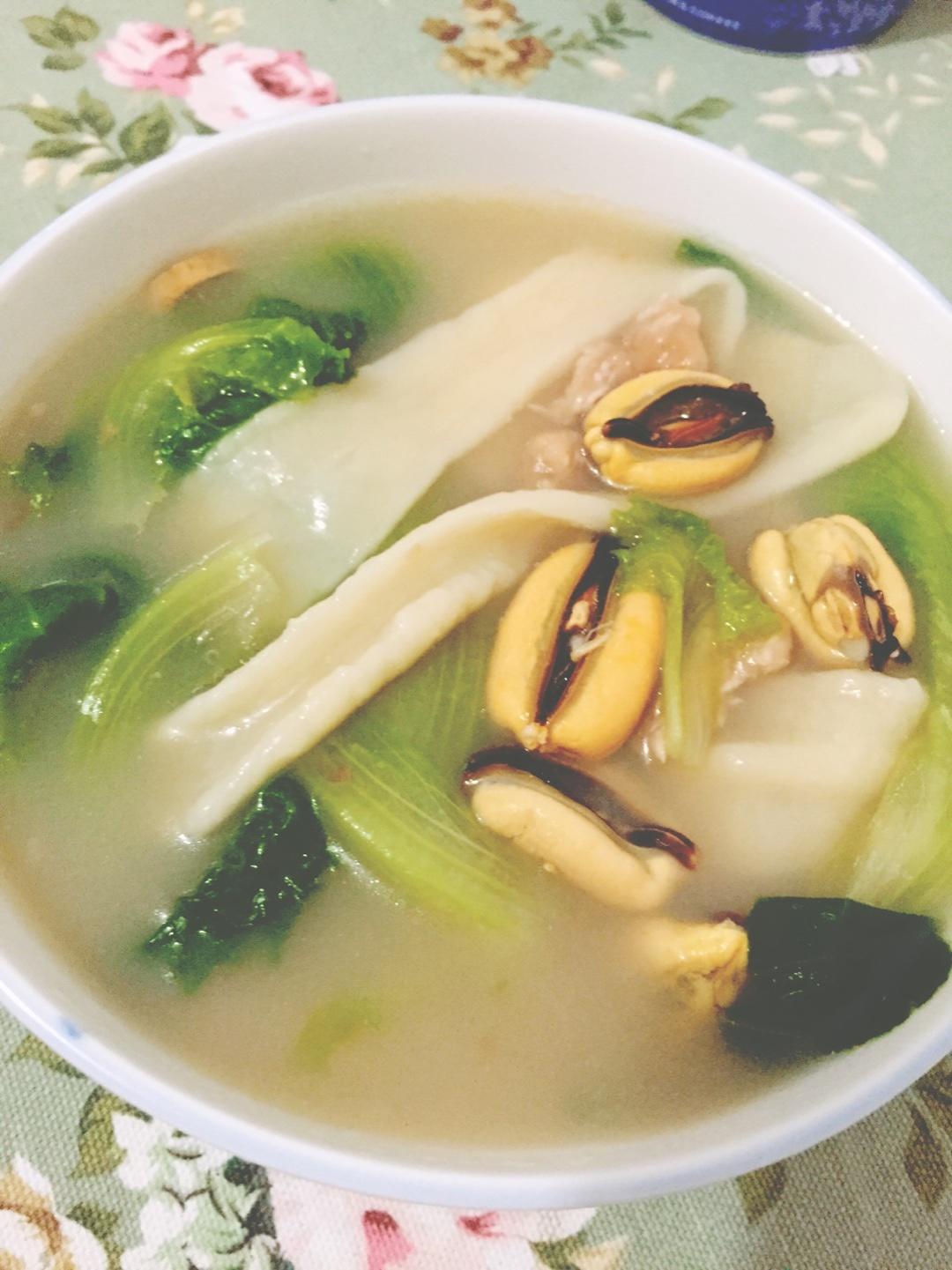 淡菜瘦肉手工面的做法