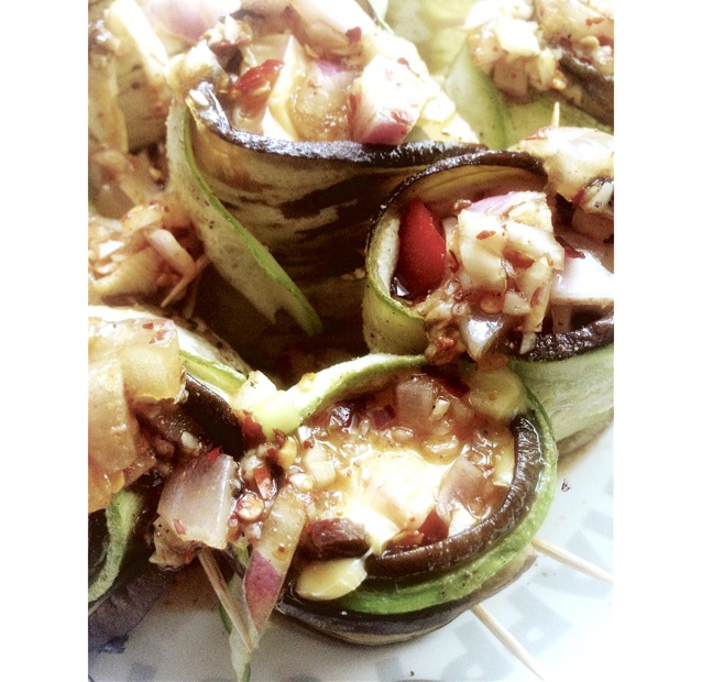 西葫芦茄子卷沙拉