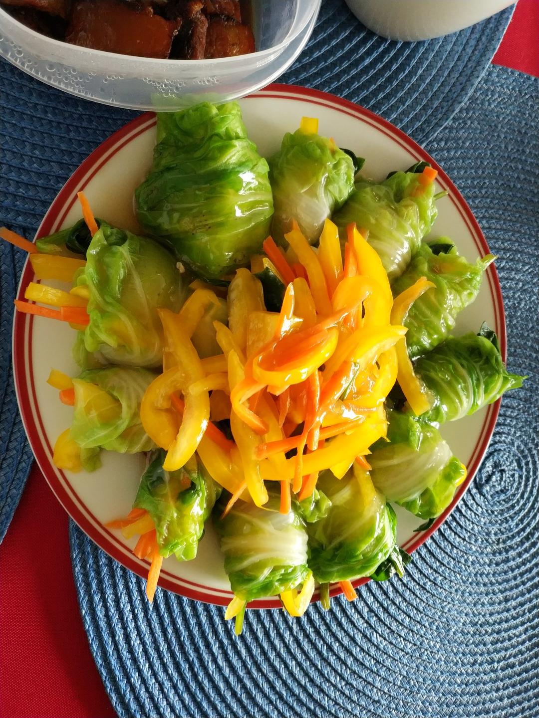 超高颜值的素食美味——翡翠白菜卷（多动图，孔瑶的食谱）