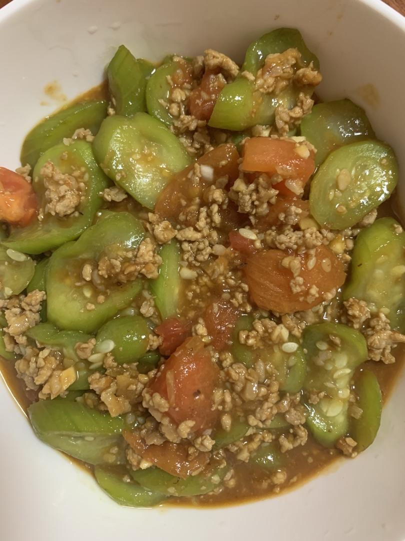 肉末丝瓜烩饭