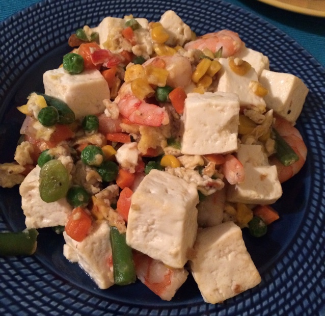 虾仁炒滑蛋豆腐