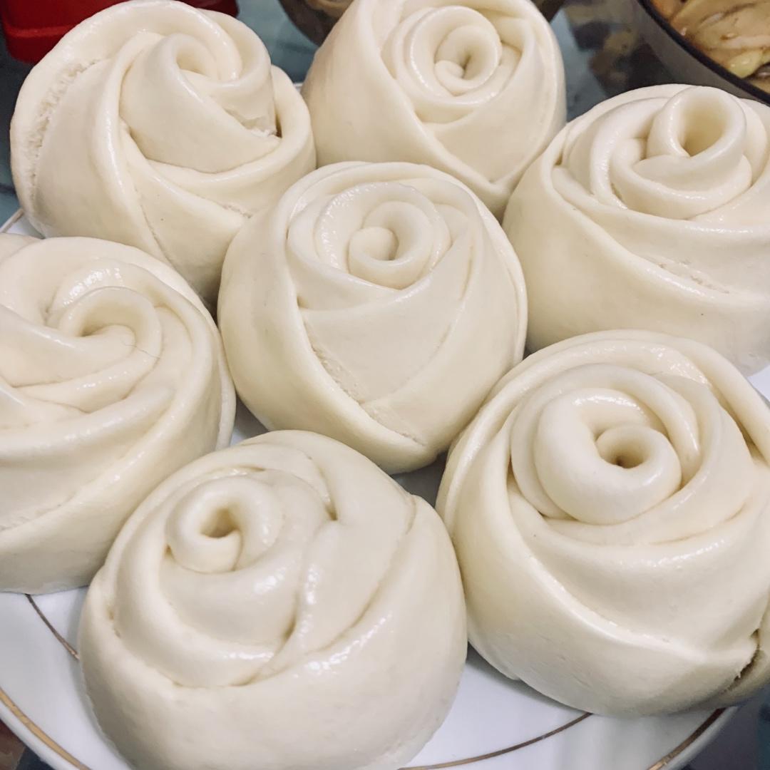 奶香玫瑰花馒头〔一次性发酵〕