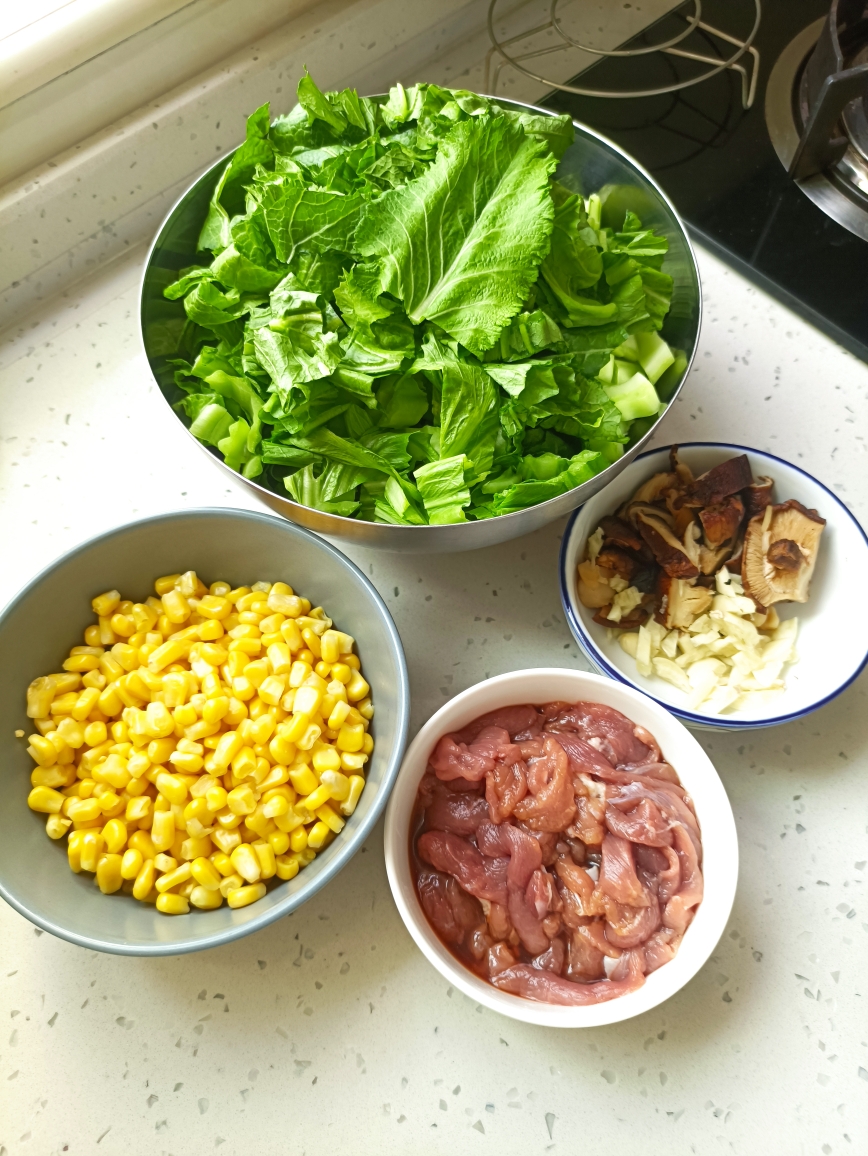 炒猪肉玉米芥菜 中式健身餐的做法