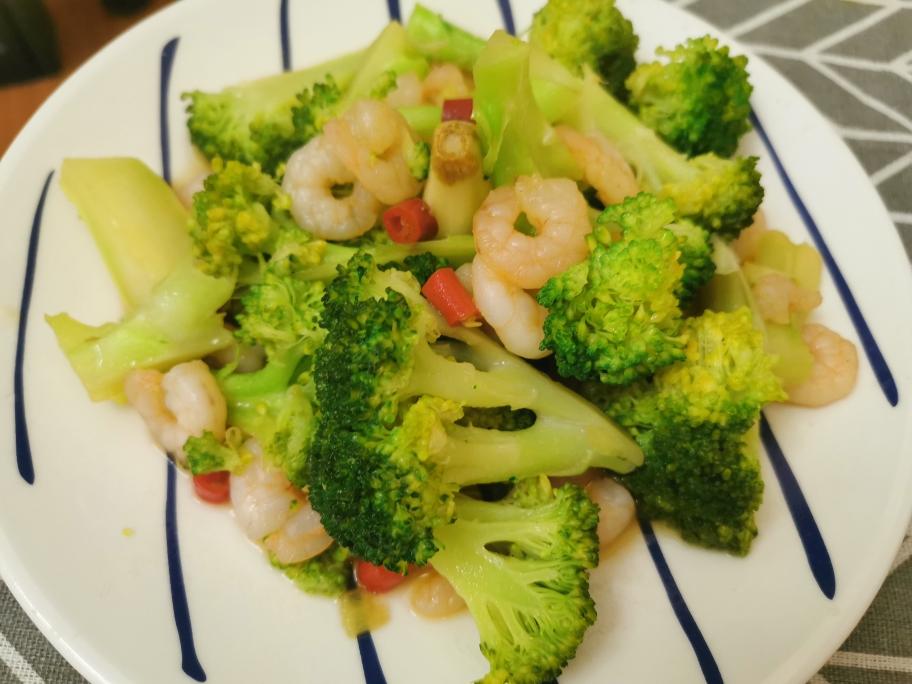 家常菜•虾仁炒西兰花