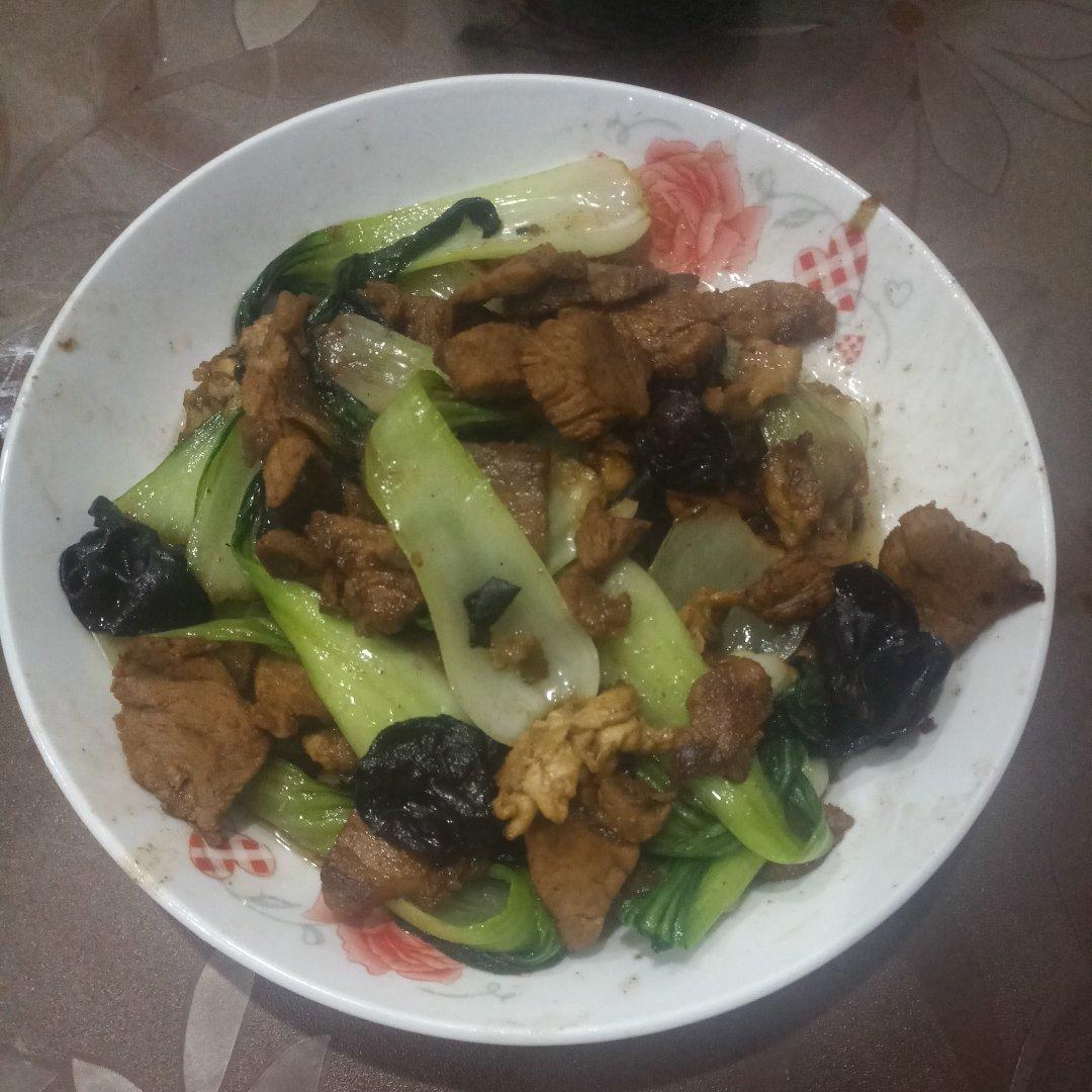 青菜蘑菇炒肉片