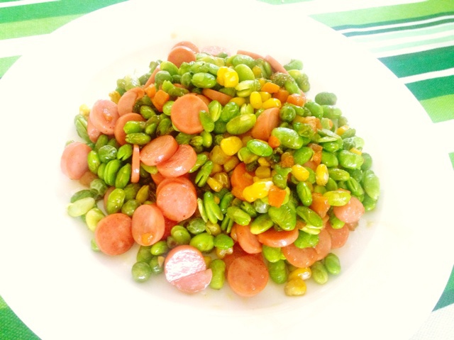 火腿肠炒毛豆