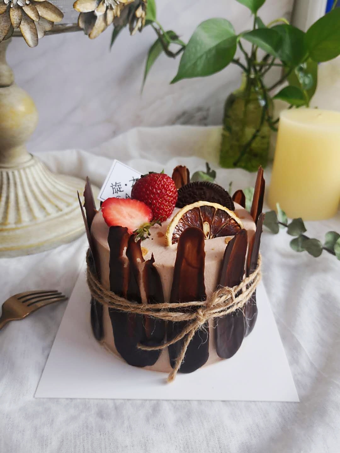 四寸森系巧克力蛋糕🍫巧克力装饰件的做法 步骤12