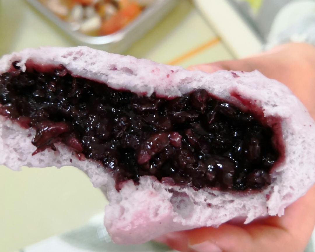 紫糯米黑米馅餐包（小盆友无糖无油版）的做法