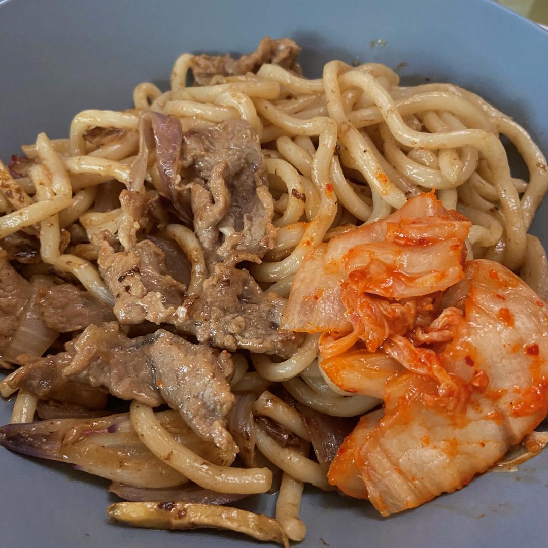 【懒人减脂饭】牛肉炒乌冬～的做法