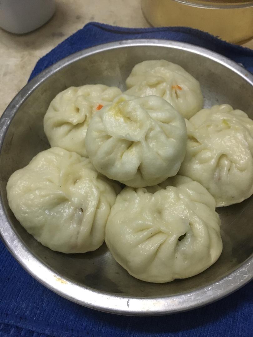 红萝卜圆白菜素菜包子（一次性发酵，附视频）