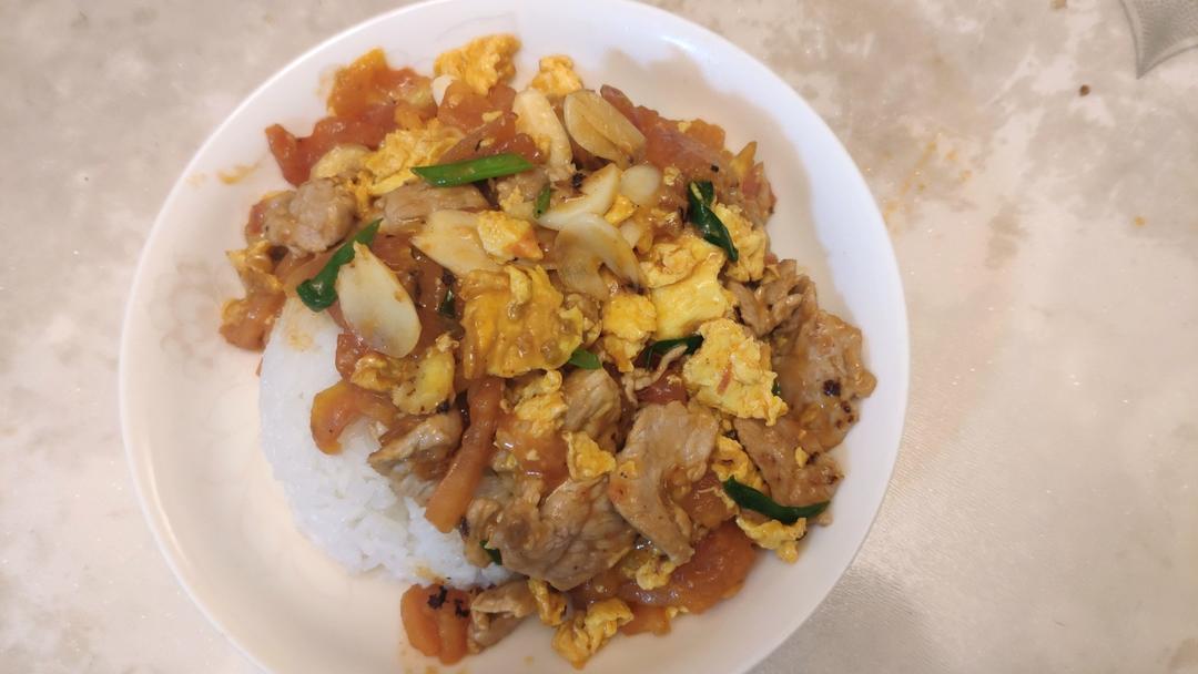 番茄肉片炒鸡蛋