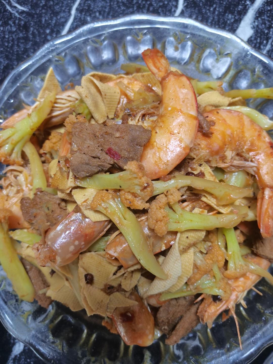 超下饭～干锅花菜大虾✨