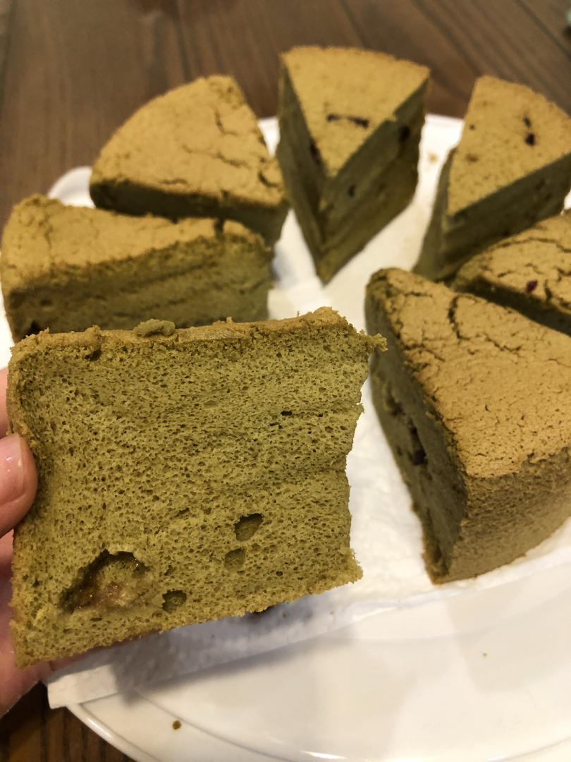 细腻绵软抹茶红豆戚风【附蜜红豆分布均匀小技巧】