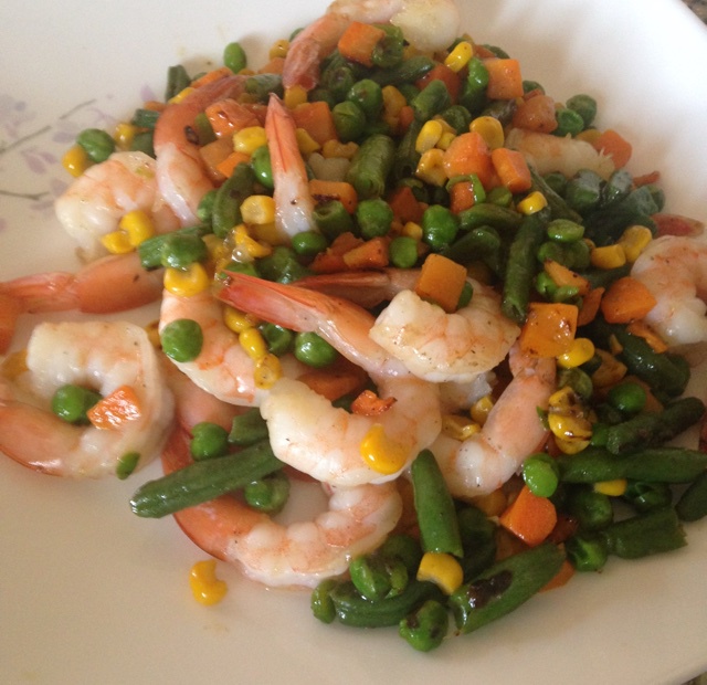 青豆玉米炒虾仁
