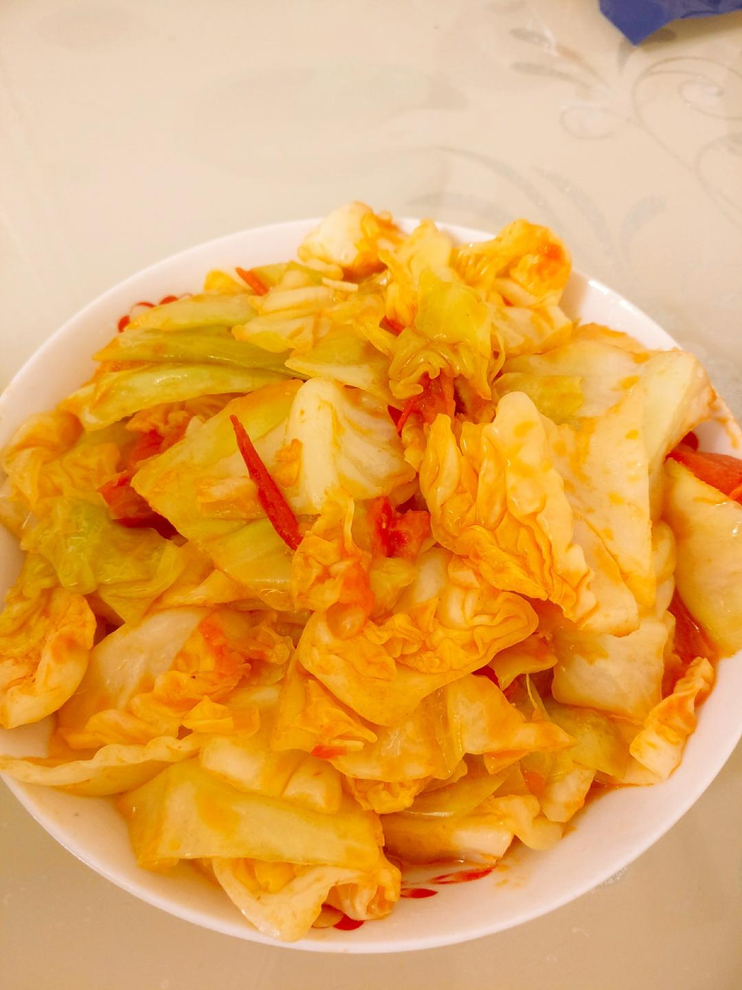 西红柿炒包菜