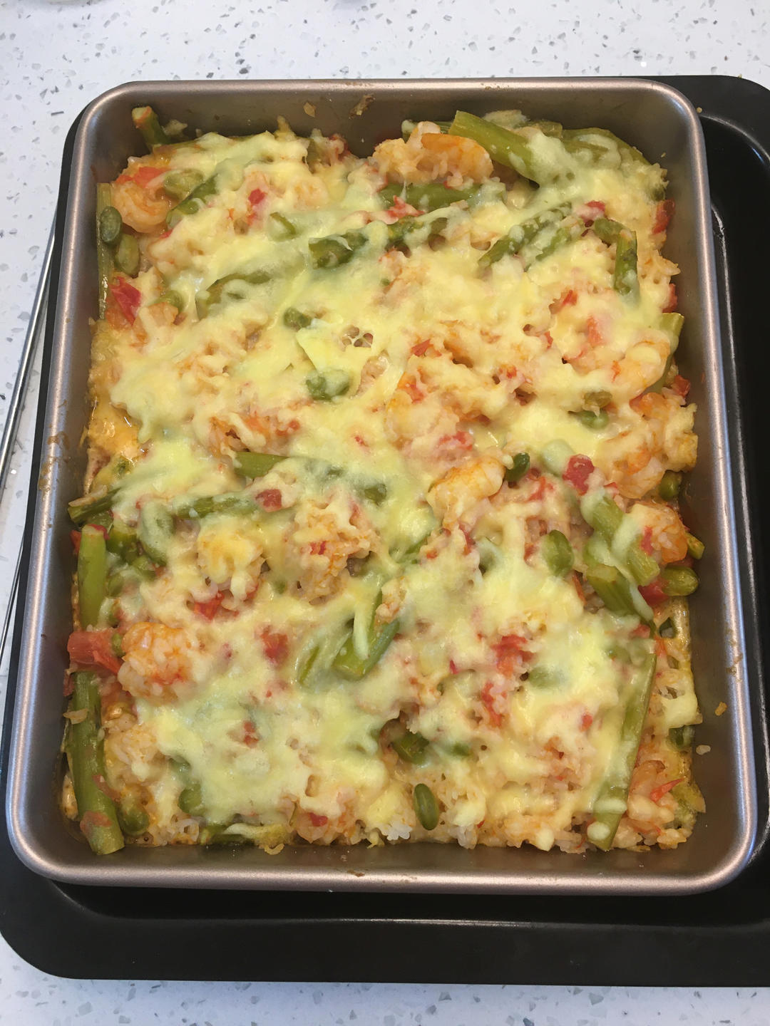 鲜虾培根芝士焗饭