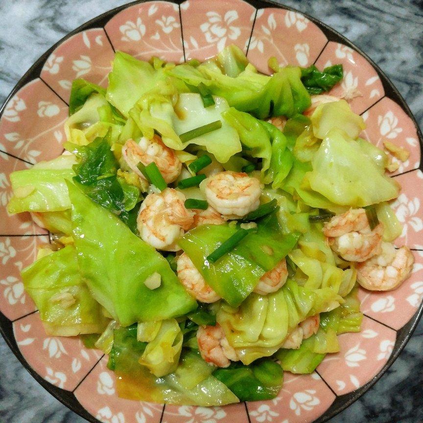 低脂低卡❗️0⃣️难度，Q弹鲜美的包菜炒虾仁❗️
