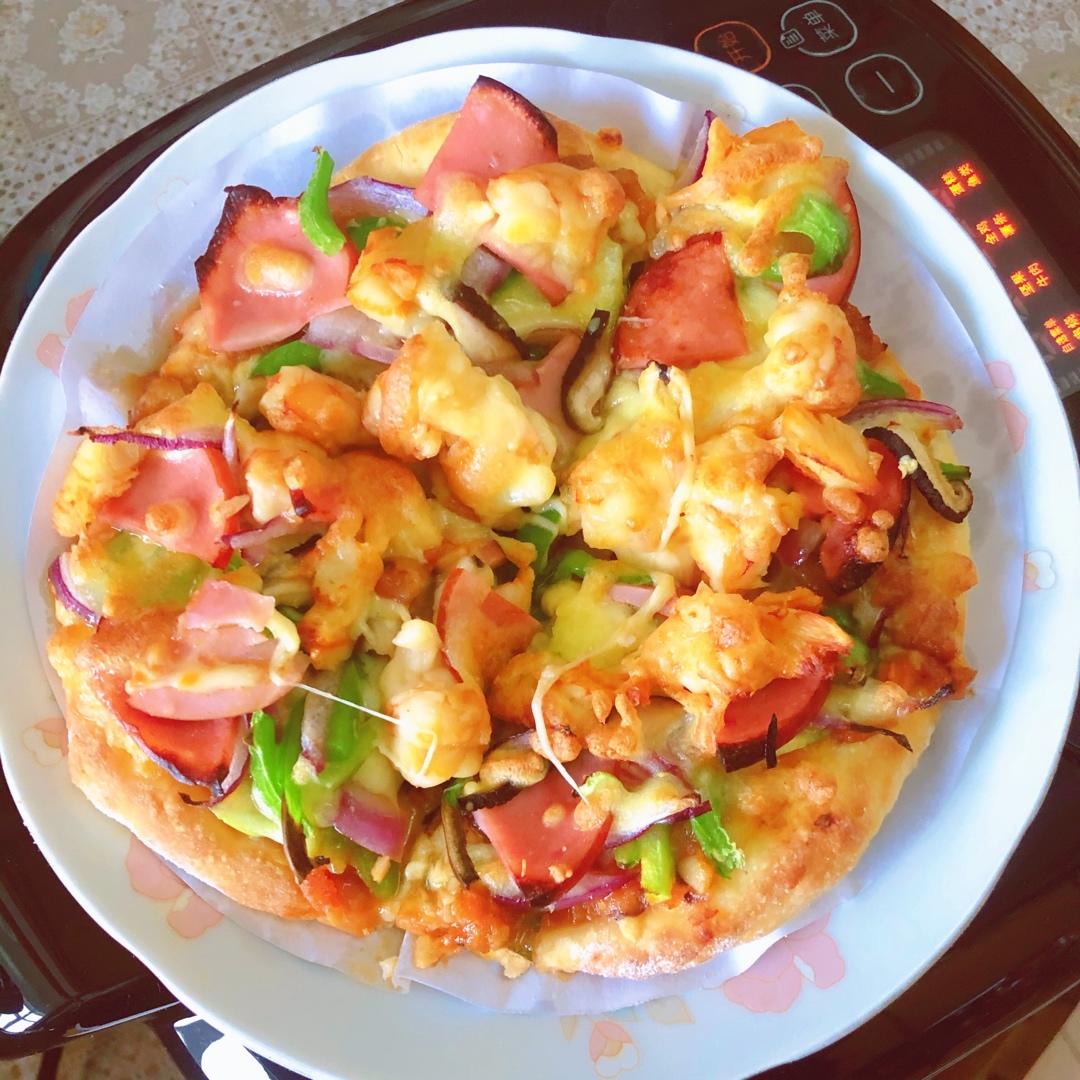 鲜虾🍤培根披萨🍕“内附敲好吃的饼皮做法”