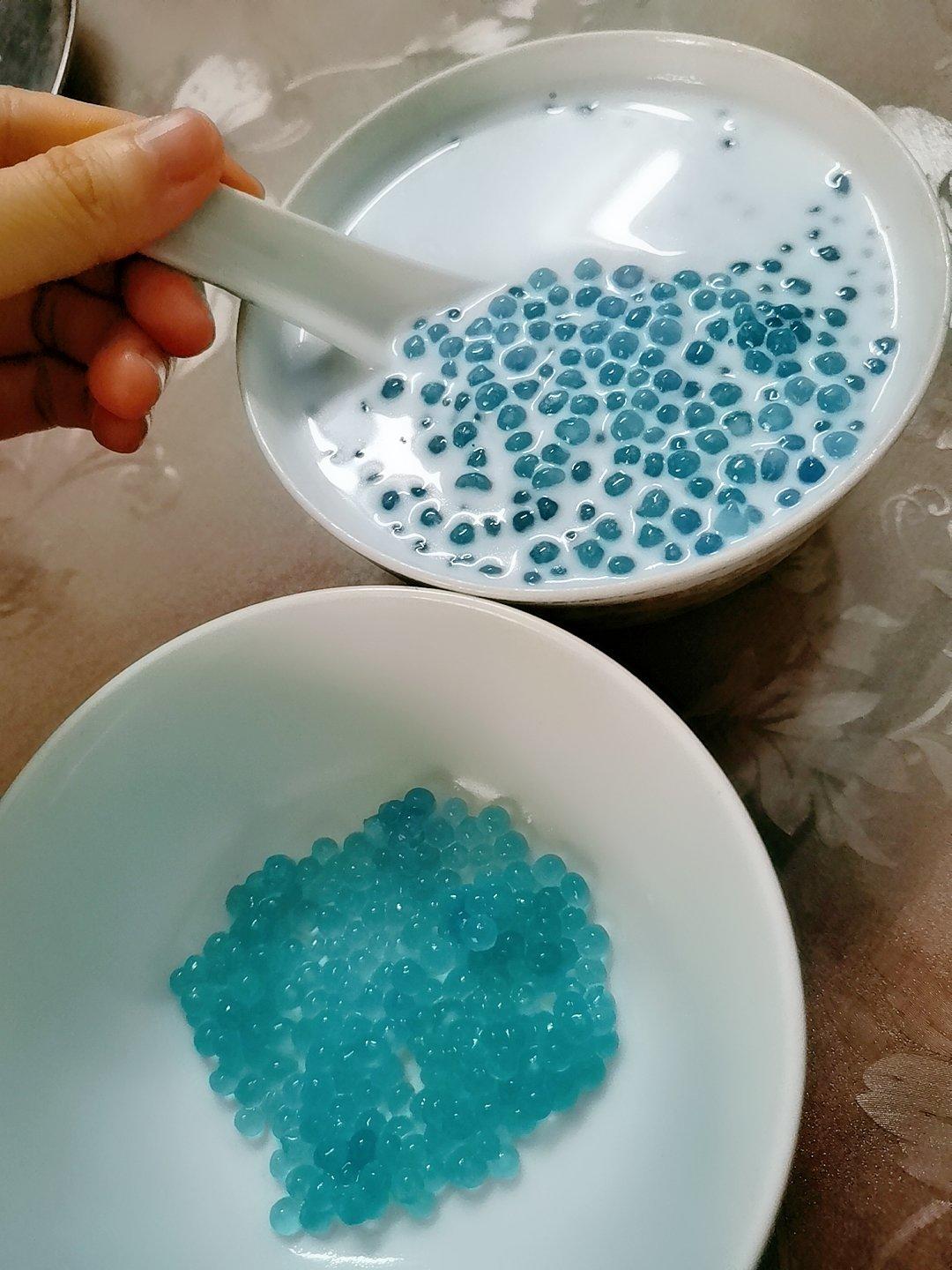 治愈系甜品|蝶豆花椰汁西米糕&西米牛奶露