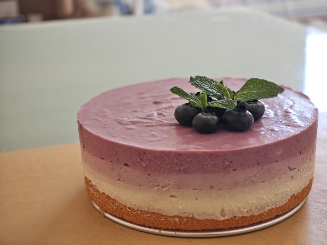 免烤零失败|渐变蓝莓🫐芝士慕斯蛋糕🍰