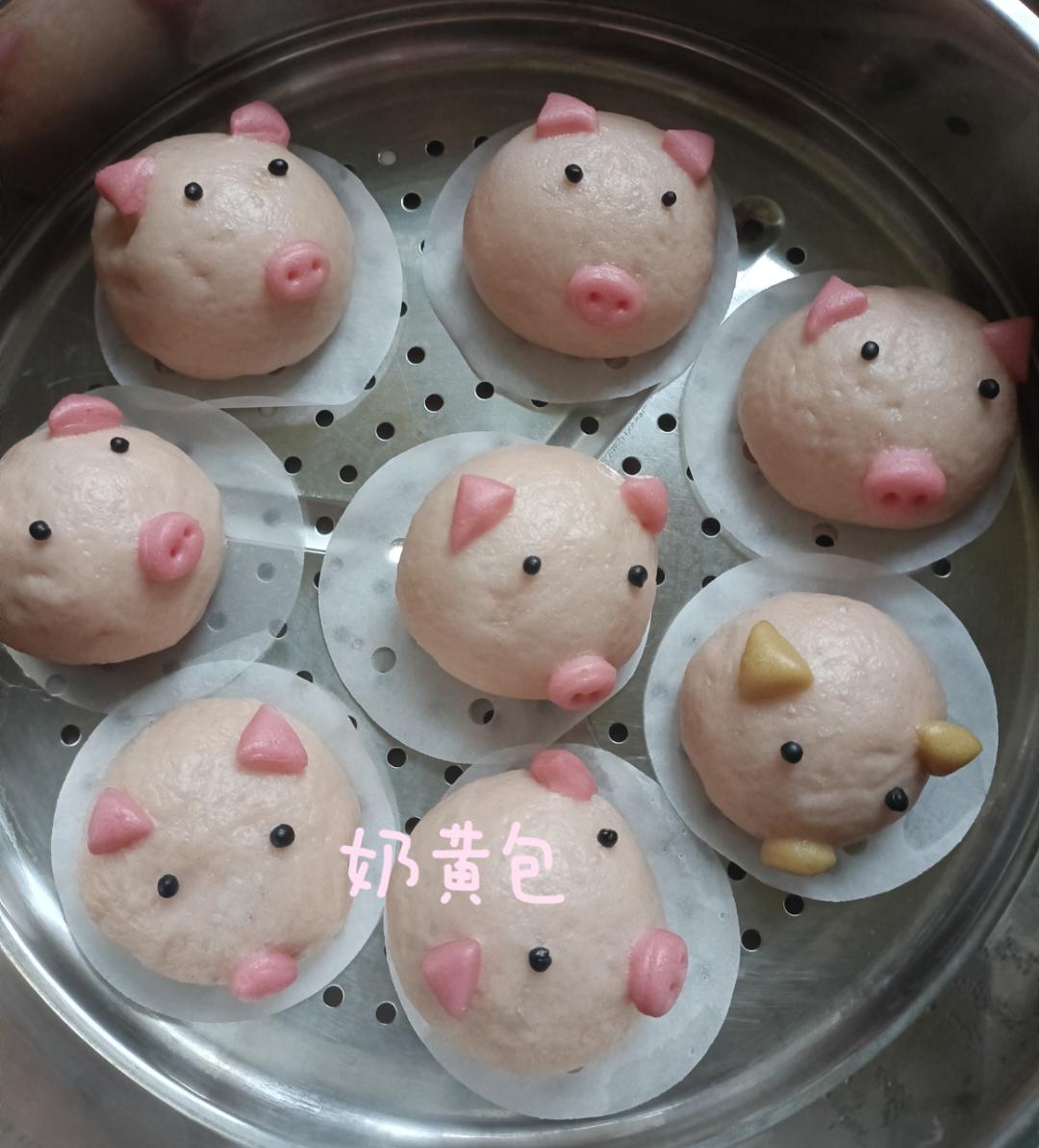 适合亲子一起制作的小猪奶黄包，简单可爱无添加