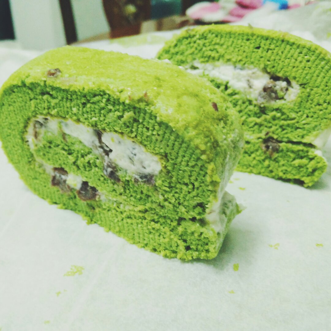 抹茶蜜豆蛋糕卷