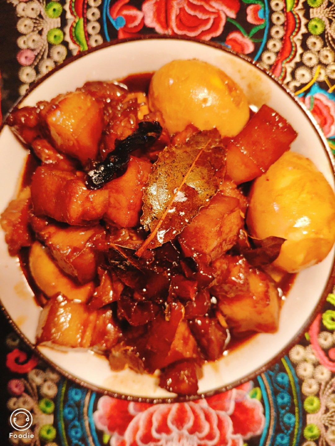不放油的红烧肉+鹌鹑蛋