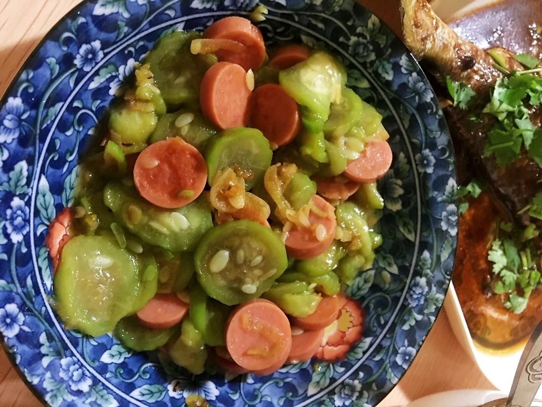 丝瓜炒火腿