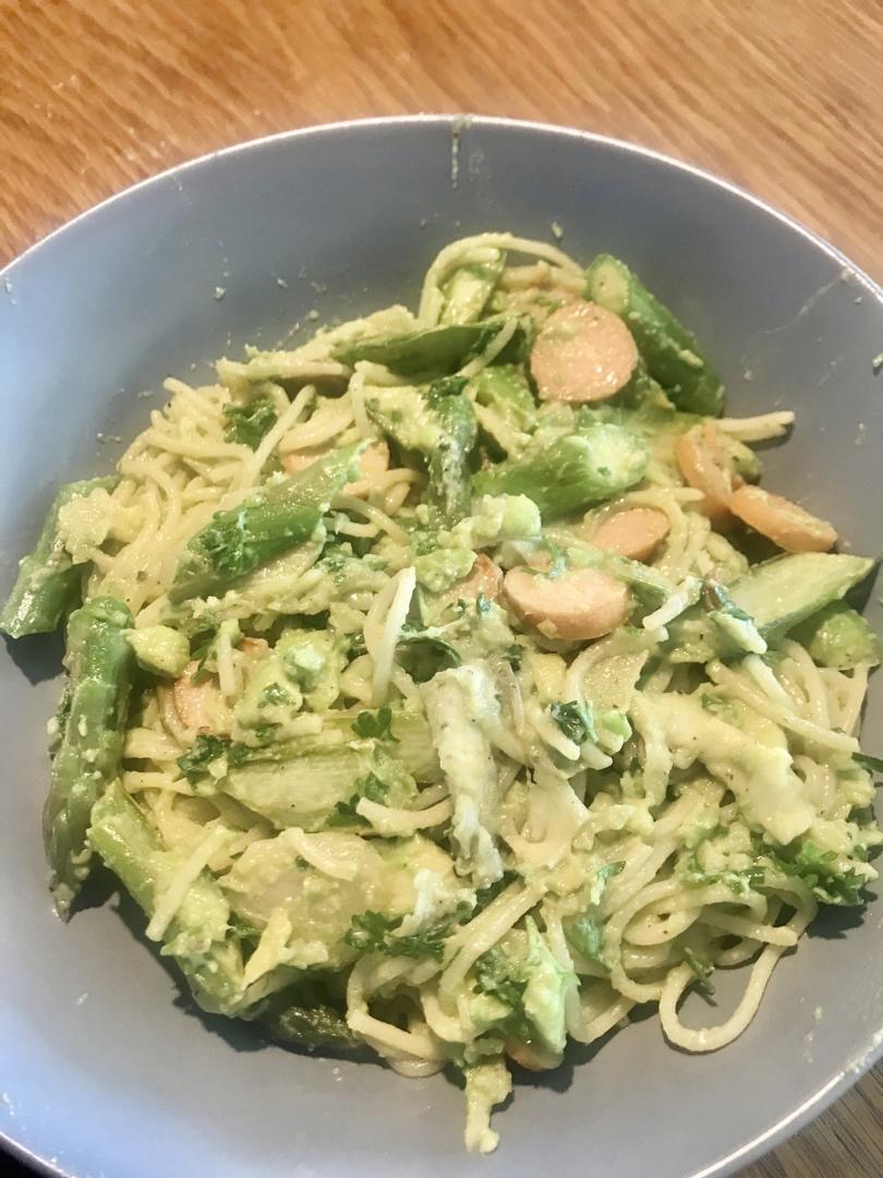 小清新牛油果火腿意面