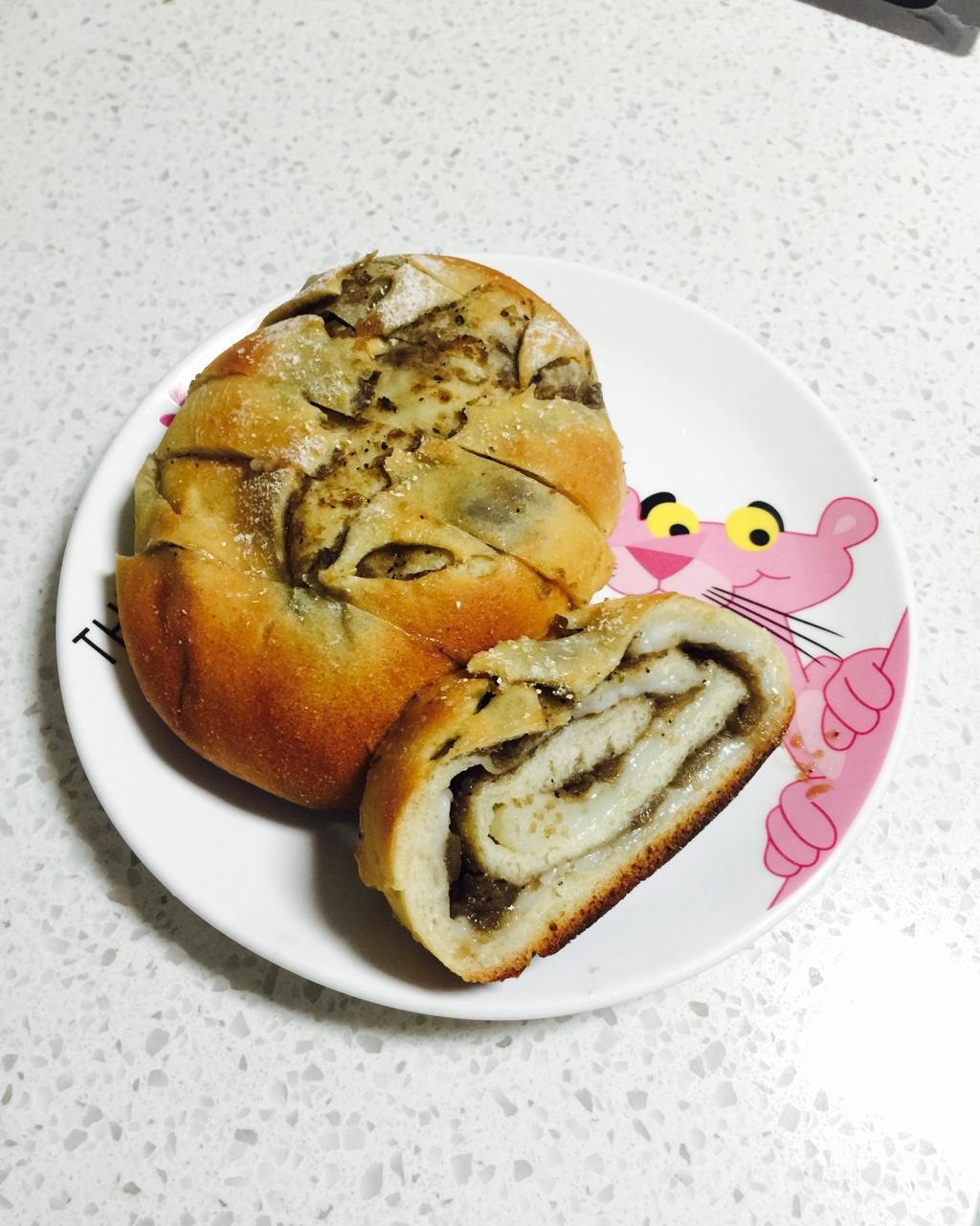 红豆/肉松麻薯软欧面包+石榴茶【曼食慢语】