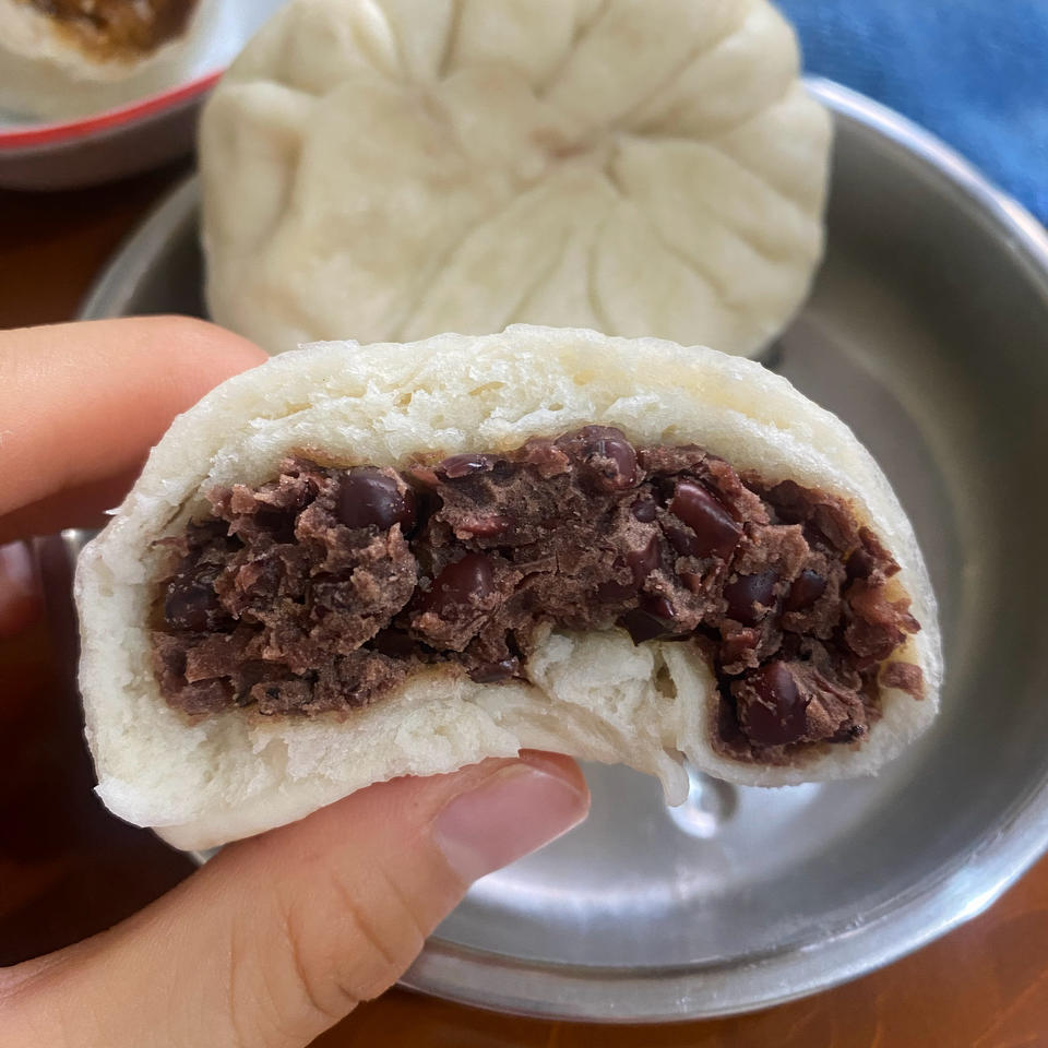 超好吃有豆豆的豆沙包，一次发酵（红豆包）