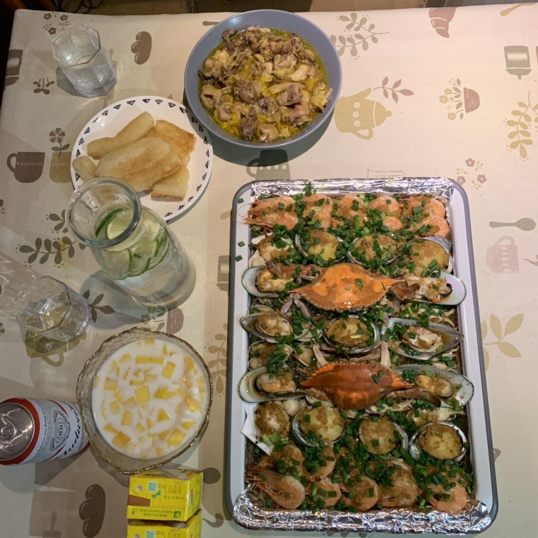 蒜香吮指海鲜大咖——松下NU-JK200W大蒸烤箱食谱