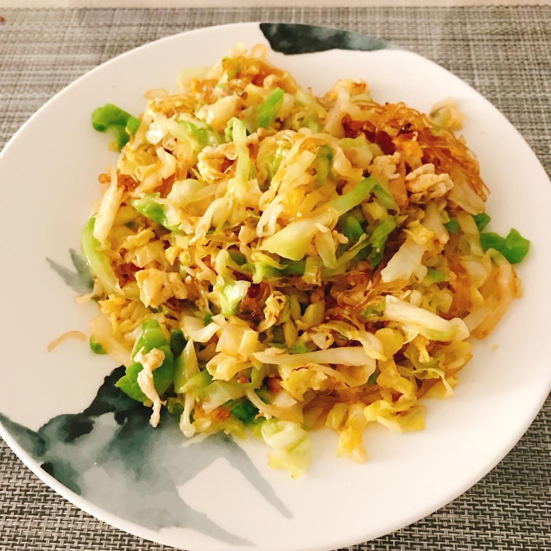 包菜粉丝炒鸡蛋
