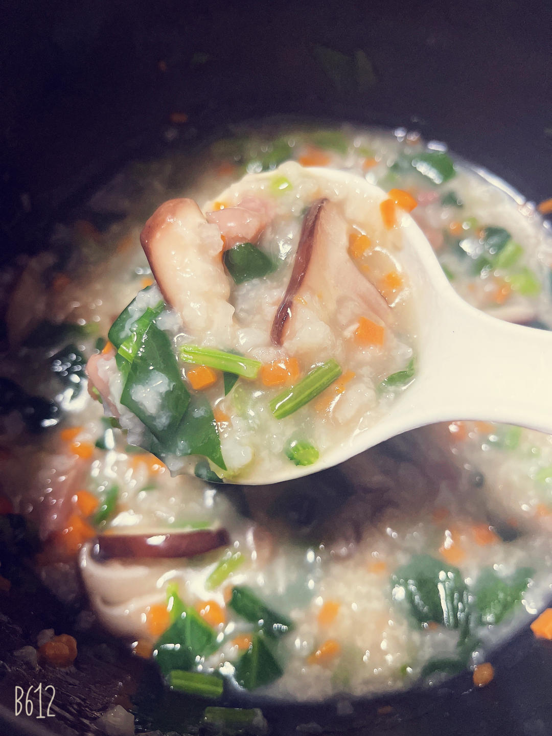 香菇菠菜牛肉粥