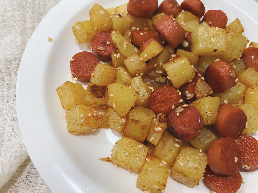 孜然土豆火腿肠 香辣过瘾还便宜！