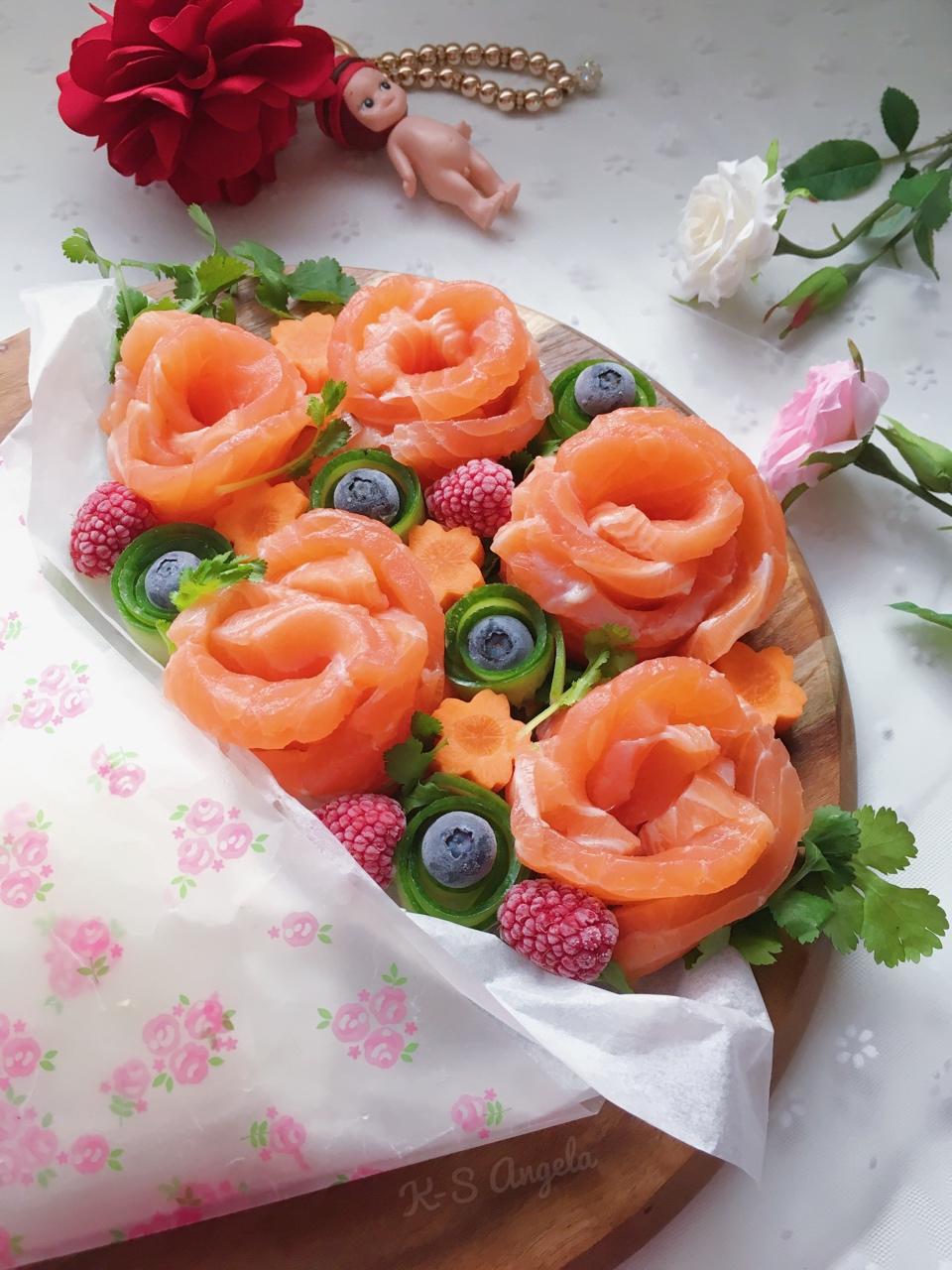 k-s_angela做的三文鱼玫瑰