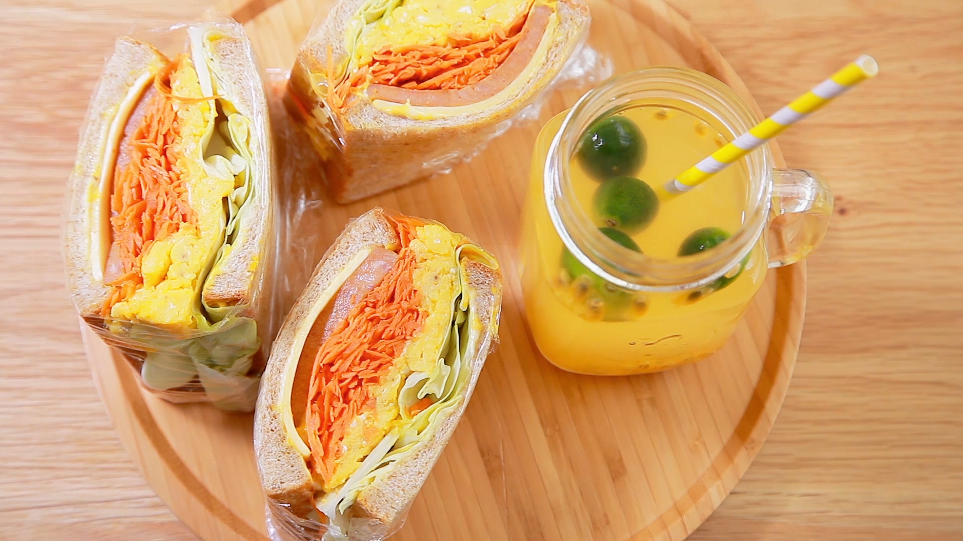 沼夫三明治和百香果青桔水（含视频）的做法