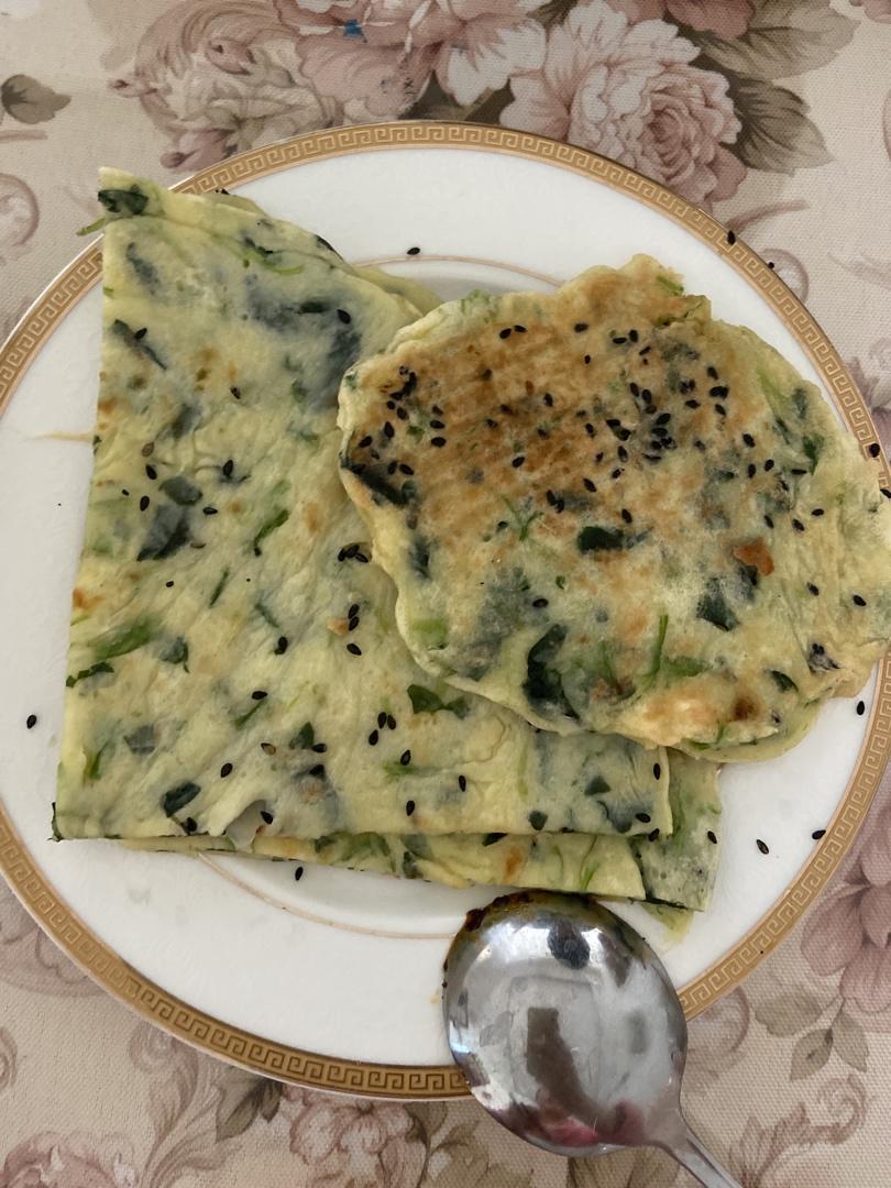 菠菜鸡蛋饼 超级简单               家常快手菜 早餐首选✌🏻