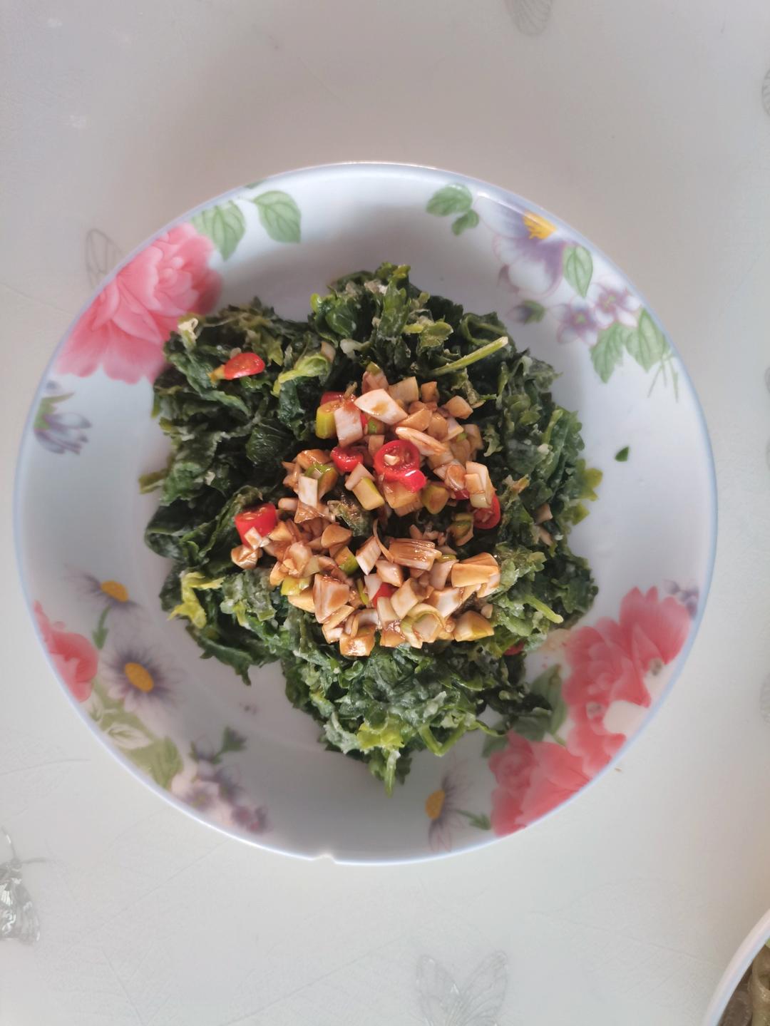 蒸芹菜叶（蒸野菜）