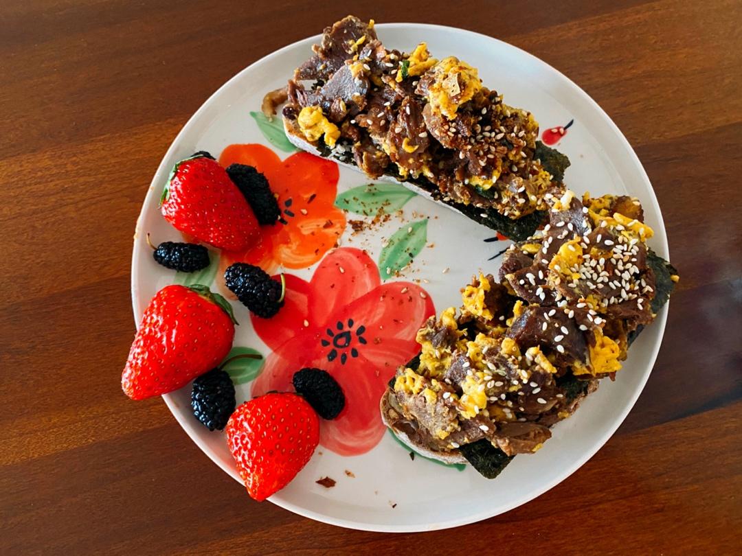 和风海苔虾滑蛋三明治【健康一手握】