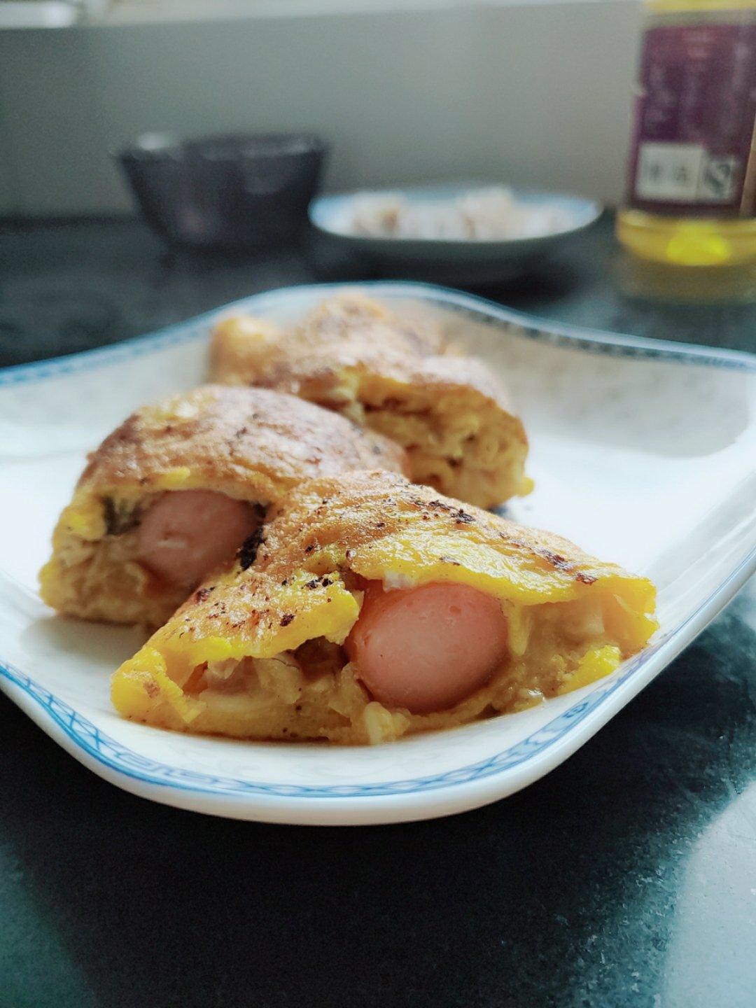 香肠鱼肉末卷鸡蛋