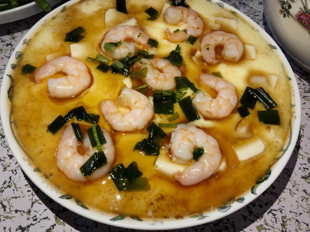 虾仁豆腐蒸水蛋