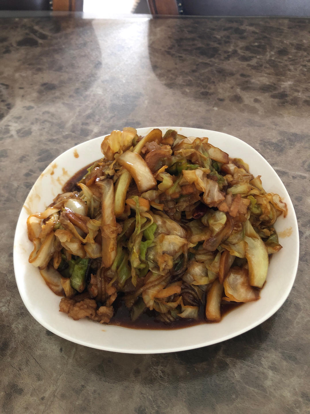 肉末圆白菜（甘蓝菜）炒粉丝【妞的食记】