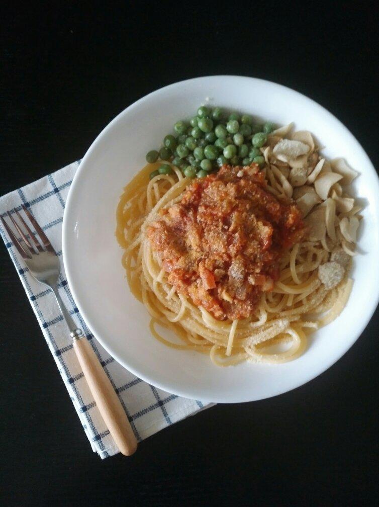 （完胜必胜客的）番茄肉酱意大利面～