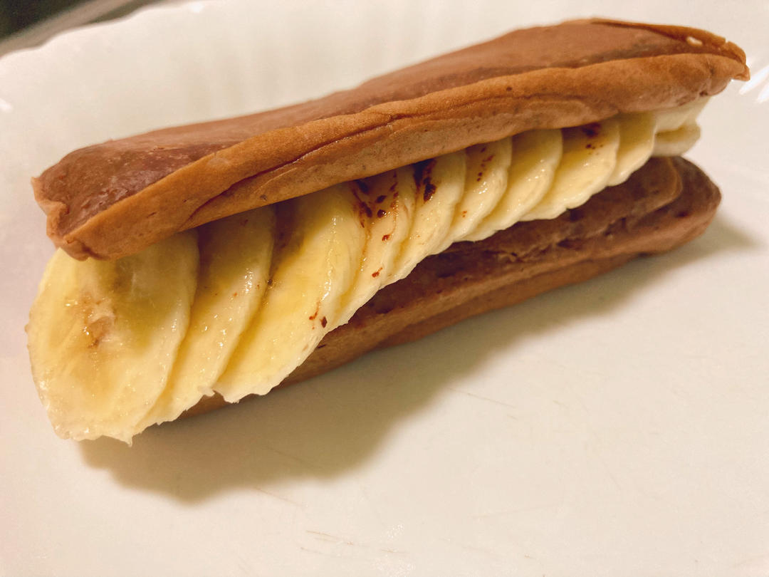 一口平底锅搞定✨松软可口🍫香蕉巧克力松饼