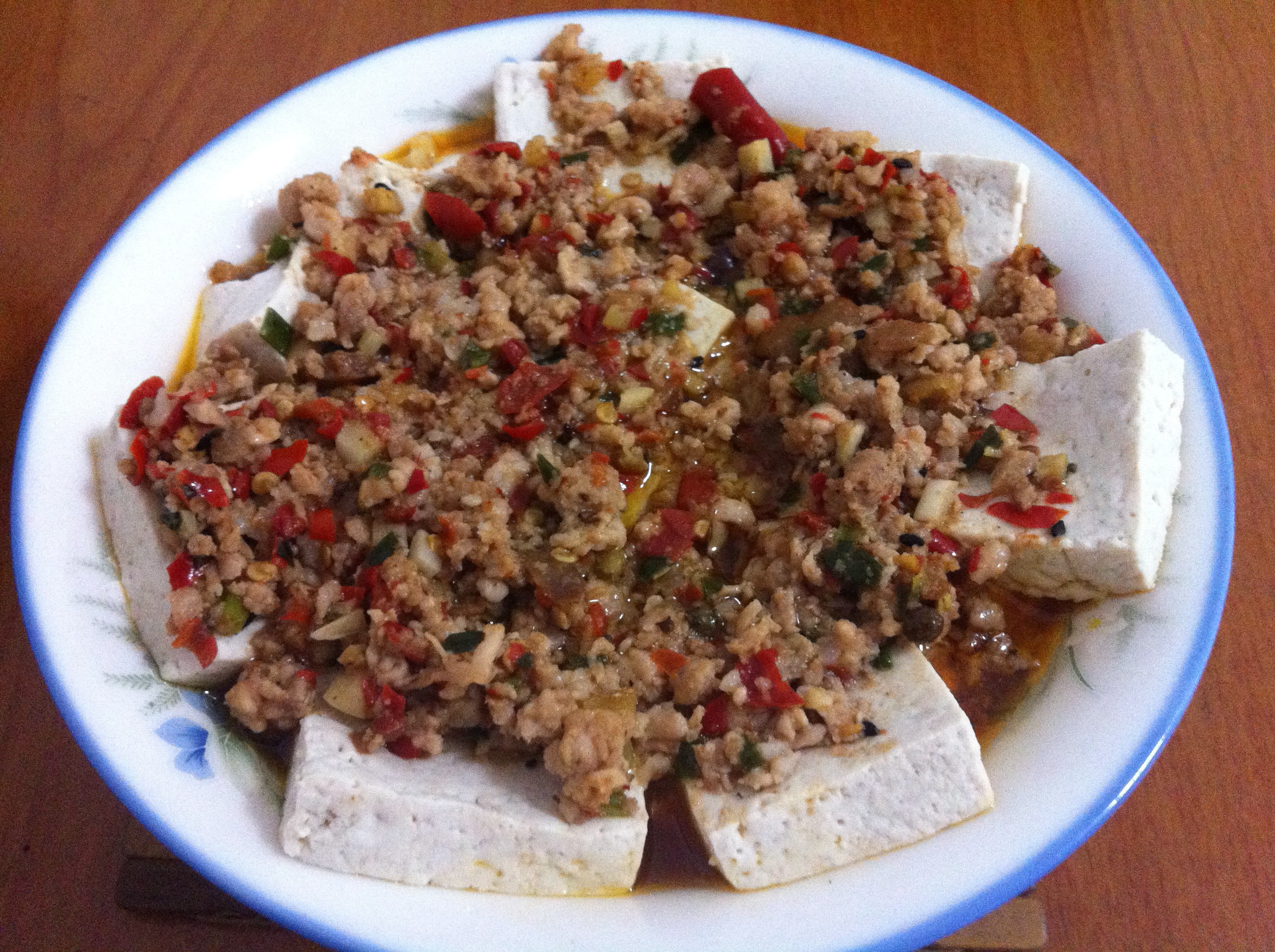 香辣肉末蒸豆腐