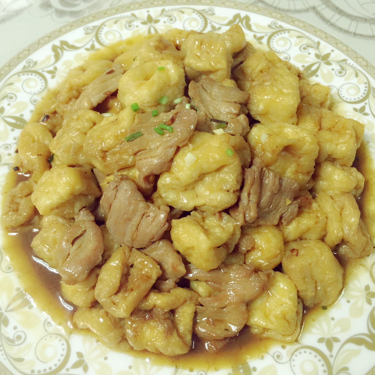 大薇er做的豆腐泡炒肉片